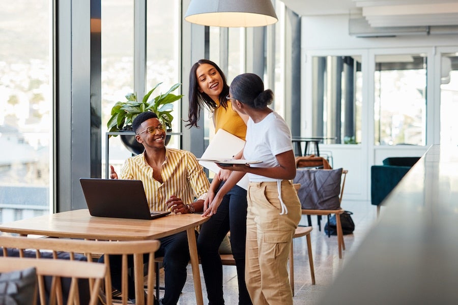 Young businesspeople having a meeting in a modern office