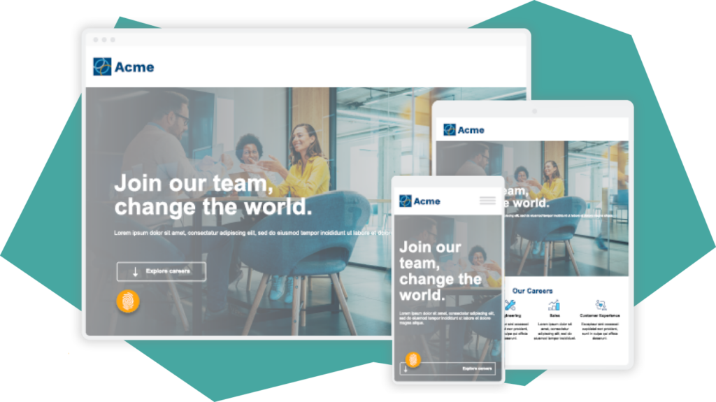 Screenshots of a website created using Lever’s career site development tools