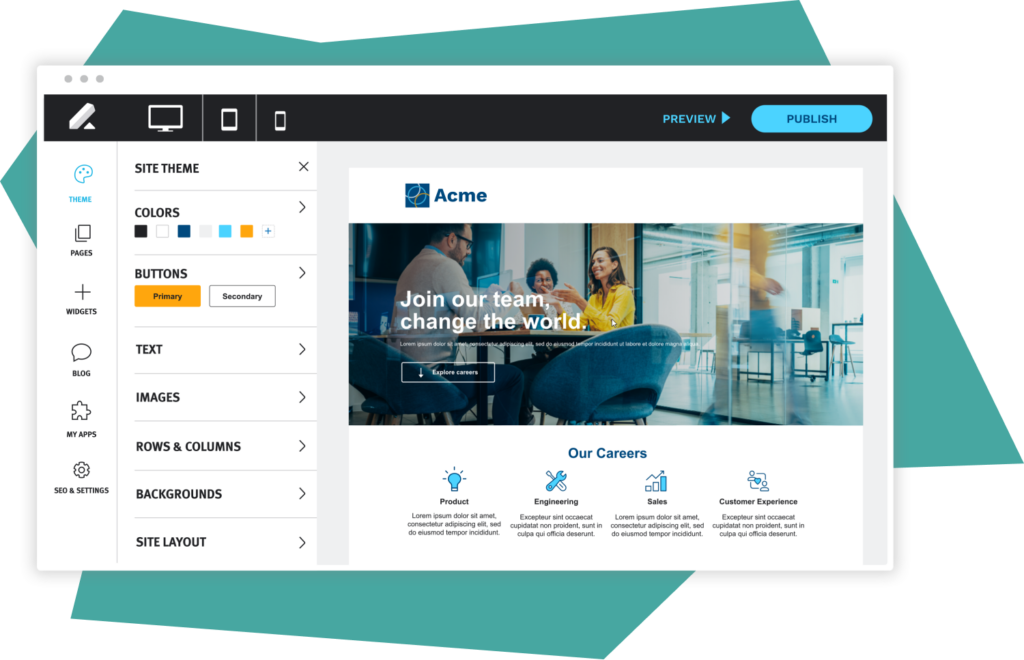 A screenshot of a website created using Lever’s career site development tools