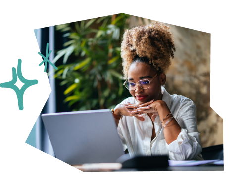 Woman watching webinar