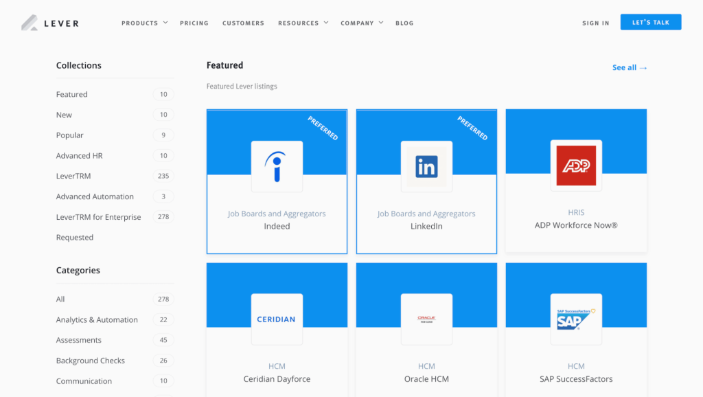 lever applicant tracking system integration partners